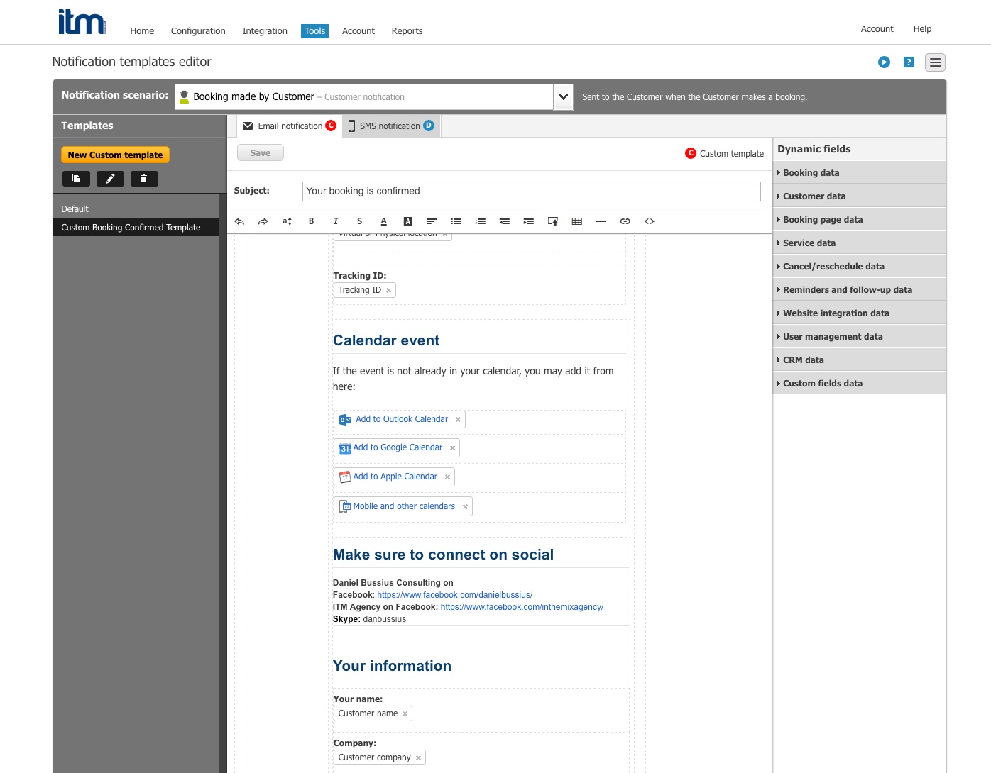 social media custom calendar invite