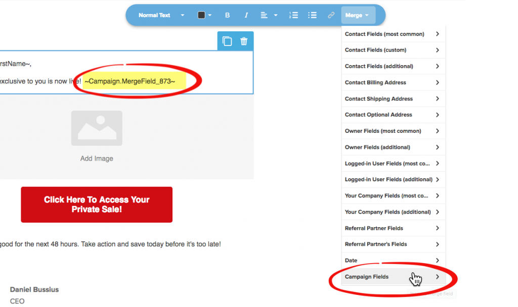 infusionsoft campaign merge fields-daniel bussius