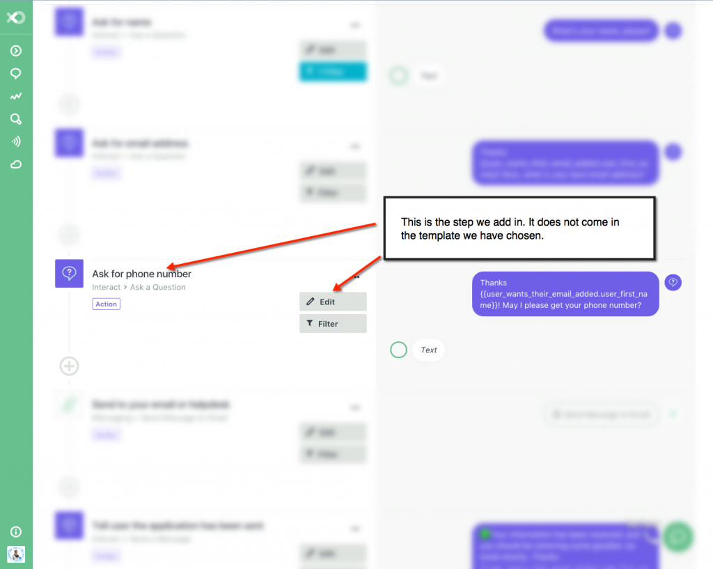 How to Create A Facebook Bot Integrated With Infusionsoft_Add Ask for phone step
