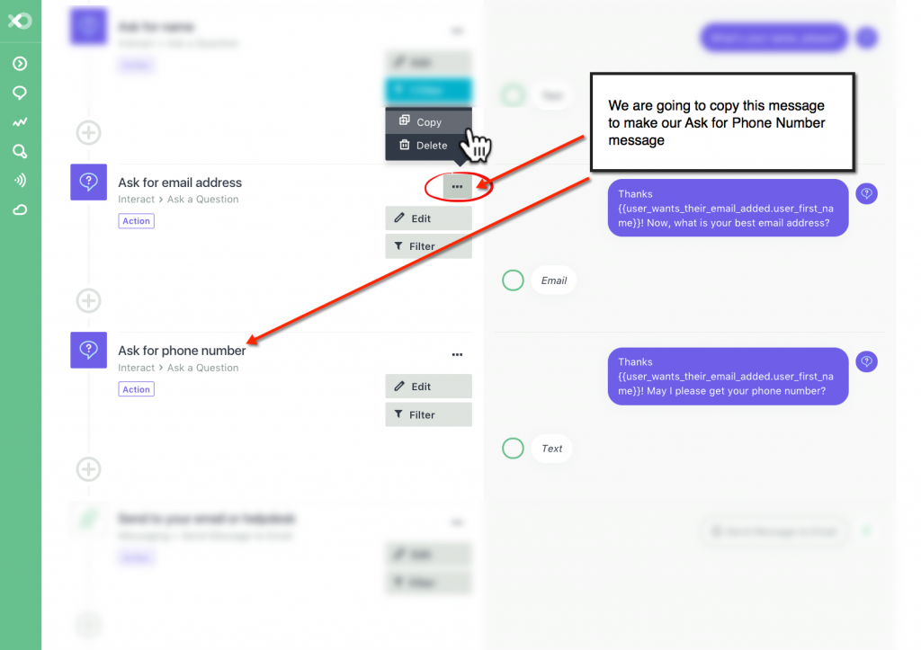 How to Create A Facebook Bot Integrated With Infusionsoft_Copy previous message