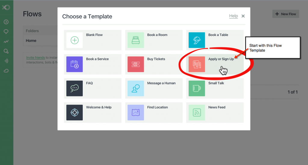 How to Create A Facebook Bot Integrated With Infusionsoft_Choose A Flow Template