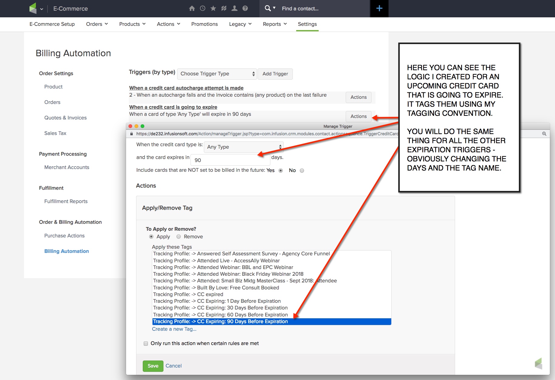 One click purchasing - Billing Triggers for CC Expiring