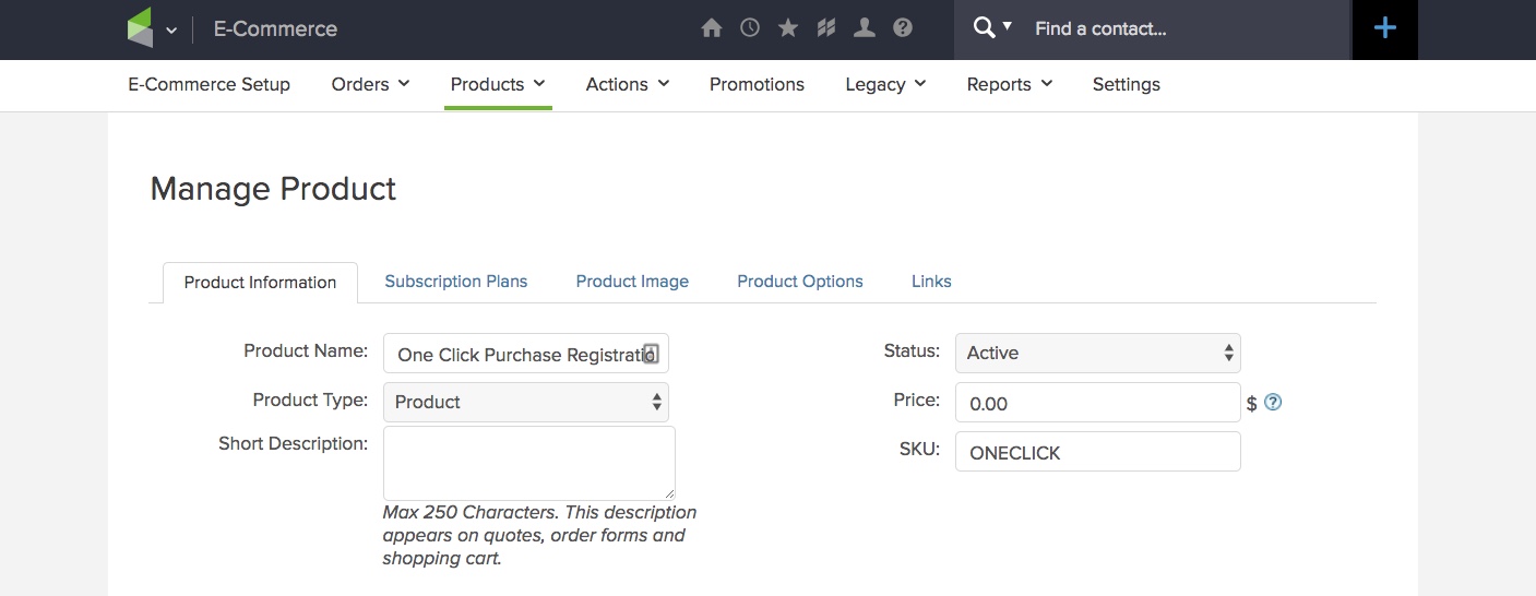One Click Purchasing -Create Free Product