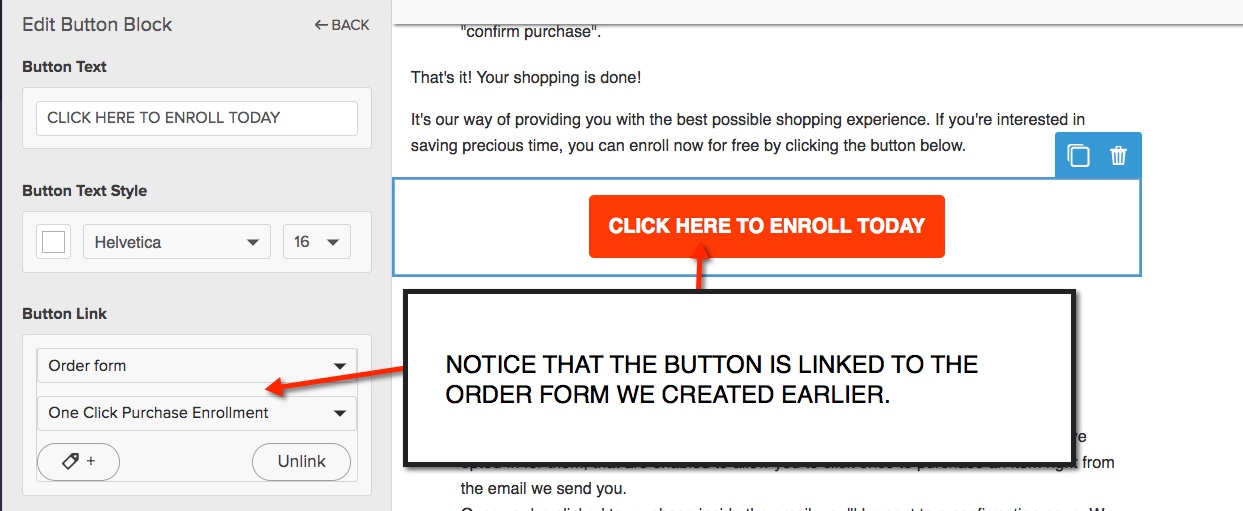 One Click Purchasing - One Click Reg Email Button Link