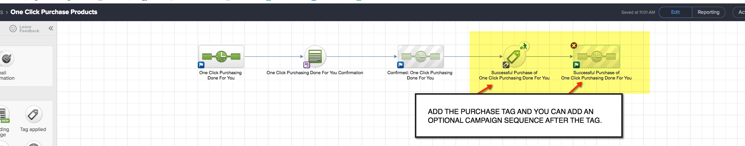 One click purchase tag