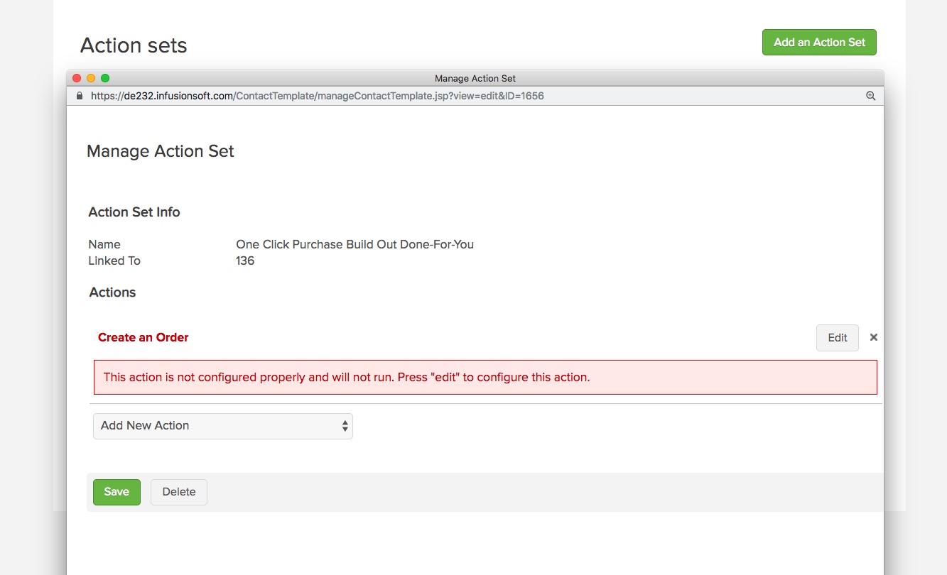 one click purchase configured wrong